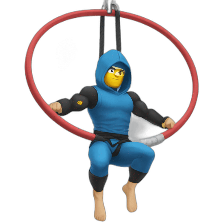 Ninja Warrior athlete, hanging from rings emoji