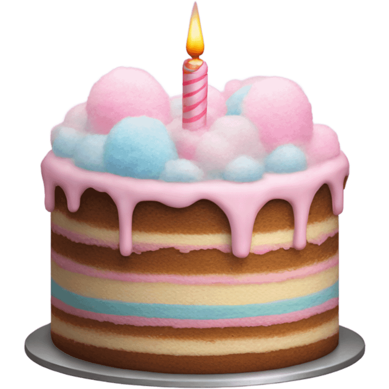 birthday cake with cotton candy on top  emoji