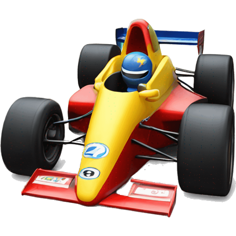 Formula car with fireworks emoji