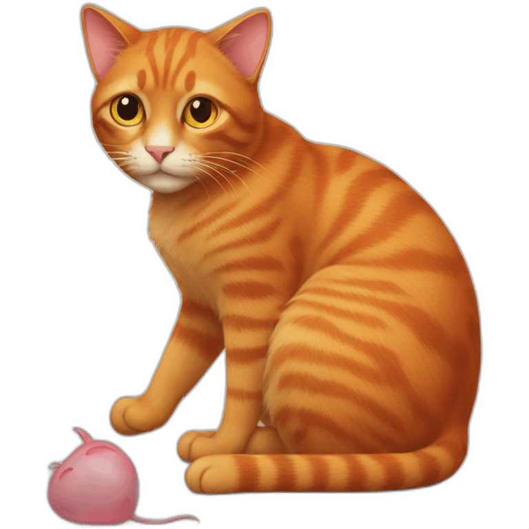 red cat with a mouse in its paws emoji