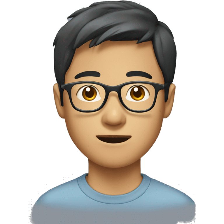 young asian bespectacled man wearing a t-shirt emoji