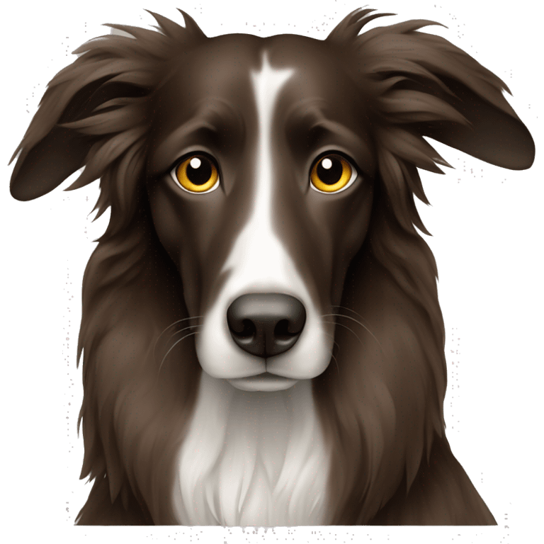 All fur dark brown borzoi dog no white  emoji