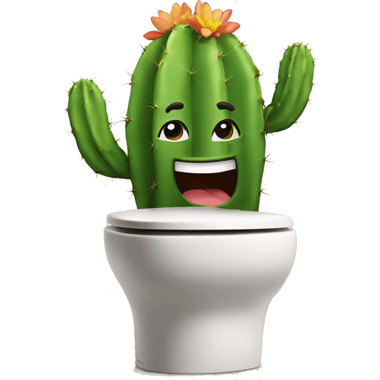 cactus with smile, in toilet emoji