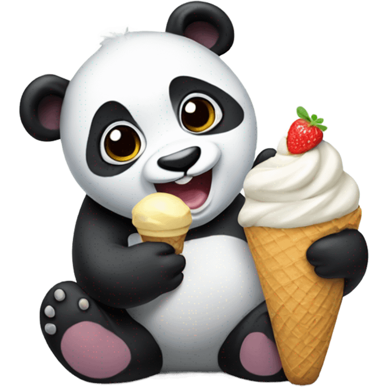 Panda eating ice cream emoji