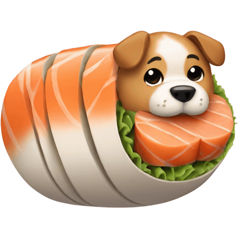 Dog in a sushi roll emoji