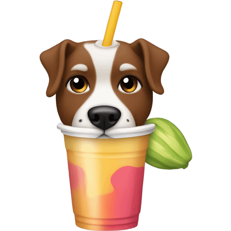 Dog drinking a smoothie emoji