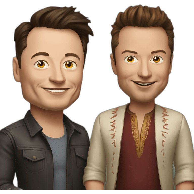 elon musk and jeff bezozs as indian babs emoji