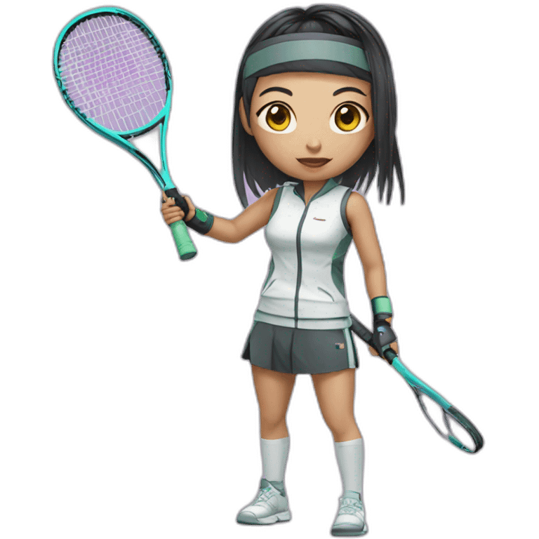 augmented cyberpunk asian girl in tennis uniform emoji