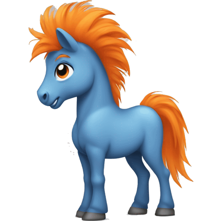 Full blue, young, boy pony cartoon with orange mohawk emoji