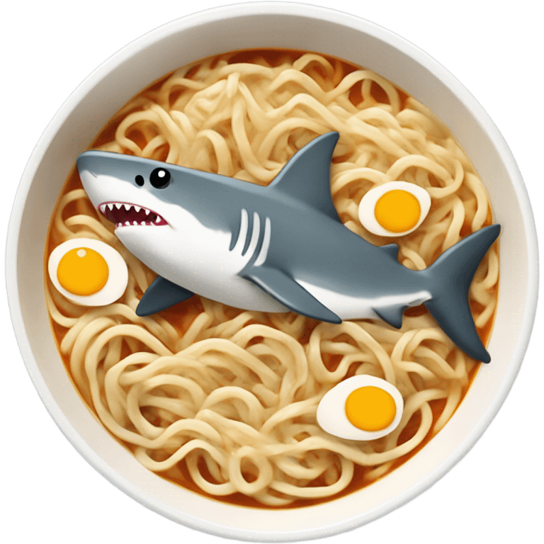 Ramen with a shark in it emoji