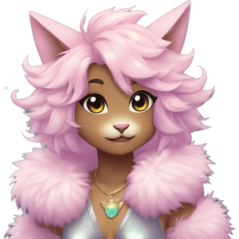 Anthro Cute Fluffy Gorgeous Magical Petite Shiny Colorful Pastel Glitter Sparkle Anime Chibi Fantasy-Animal-Fakémon-Pokémon-Hybrid Fur Sona Aesthetic Trending Style Full Body emoji