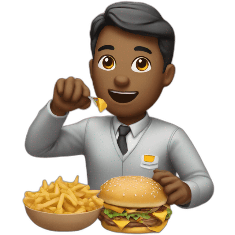 A fast-food manager eating like a pig emoji