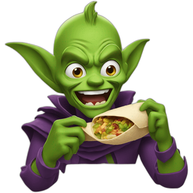 Green goblin eating burritos emoji