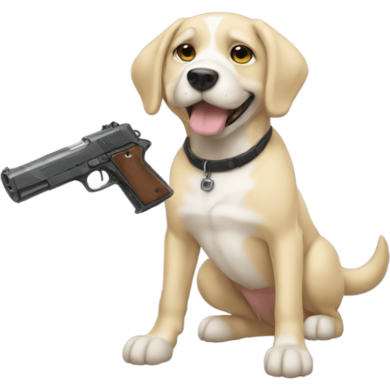 Dog with gun anime emoji