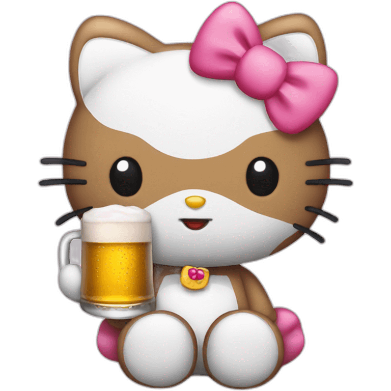 hello kitty drinking beer emoji