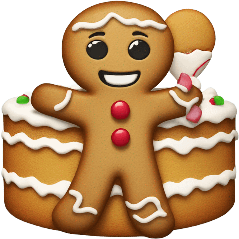 Gingerbread man eat cake emoji