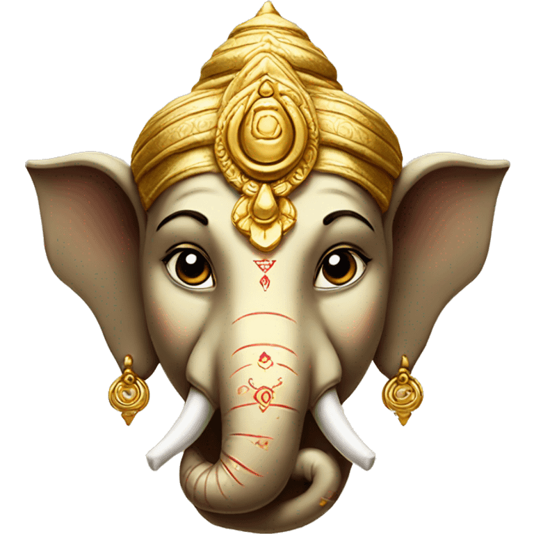 Ganesha head and ears wearing gold emoji