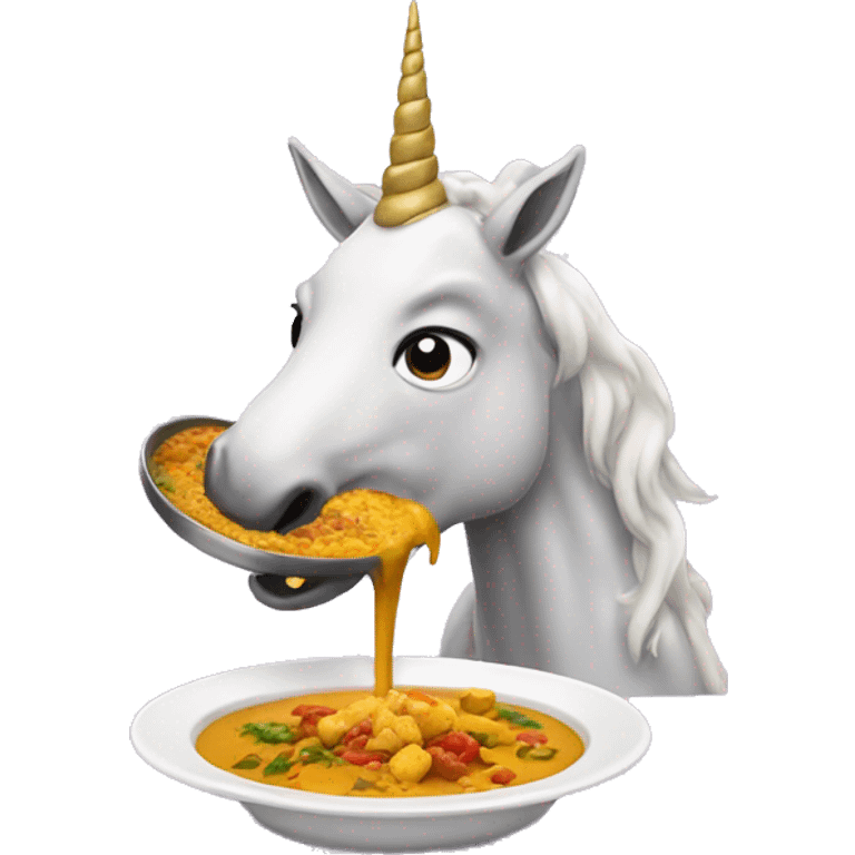 Unicorn eating curry  emoji