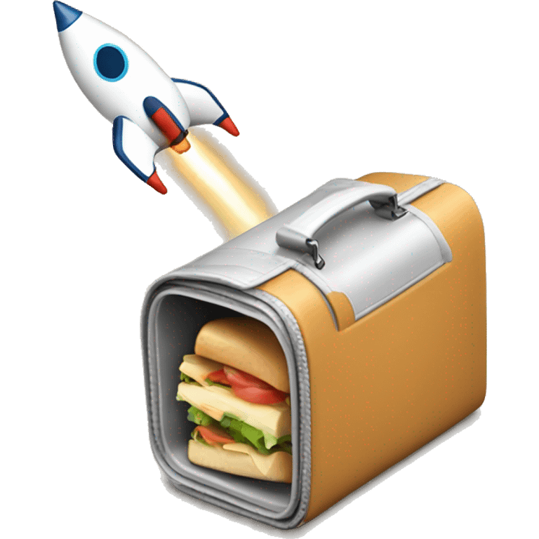 Create a lunch box with a rocket on it emoji