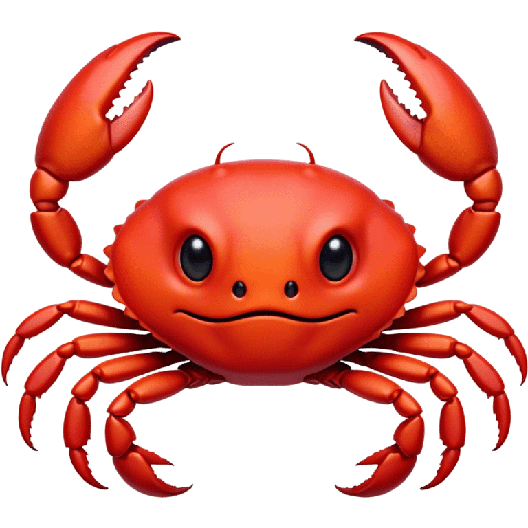 Cinematic Cute Red Crab Portrait Emoji, Head tilted playfully and inquisitively, featuring a compact, vibrant scarlet carapace with adorably small, expressive eyes and gentle, rounded pincers, Simplified yet irresistibly adorable features, highly detailed, glowing with a warm, friendly oceanic glow, high shine, affectionate and lively, stylized with a touch of seaside whimsy, soft glowing outline, capturing the essence of a mischievous yet loving red crab that seems as if it could pinch its way out of the screen into your arms! emoji