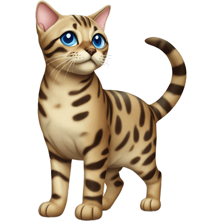 Seal Bengal cat with Blue eyes standing emoji