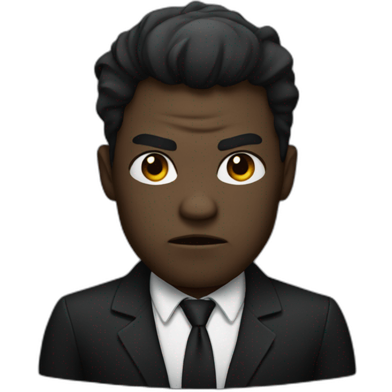 Dark character with angry face wearing black suit emoji