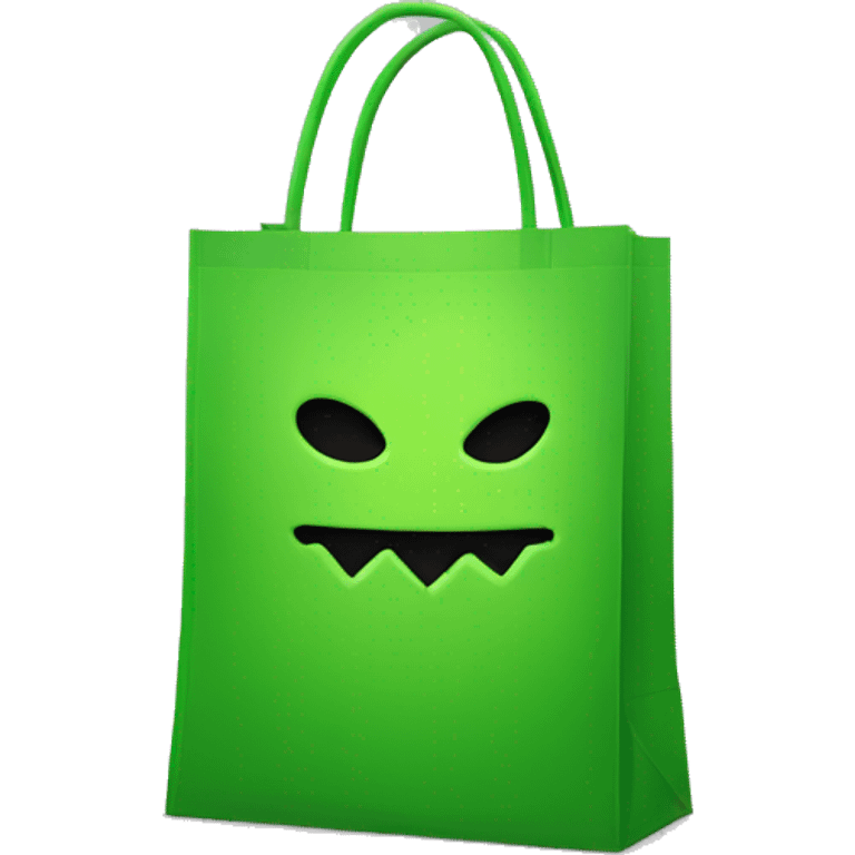 shopify green shopping bag dressed up for halloween emoji