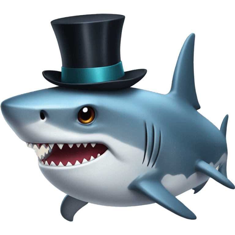 Shark with a top hat emoji