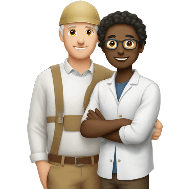 White Farmer and white student working together emoji