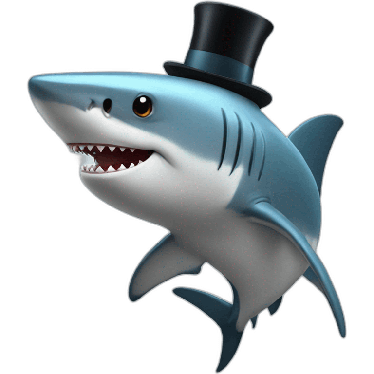 Shark with a top hat emoji