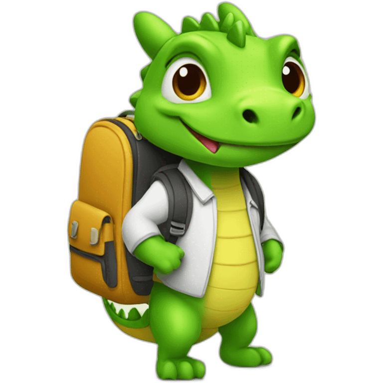 little dragon with school bag emoji