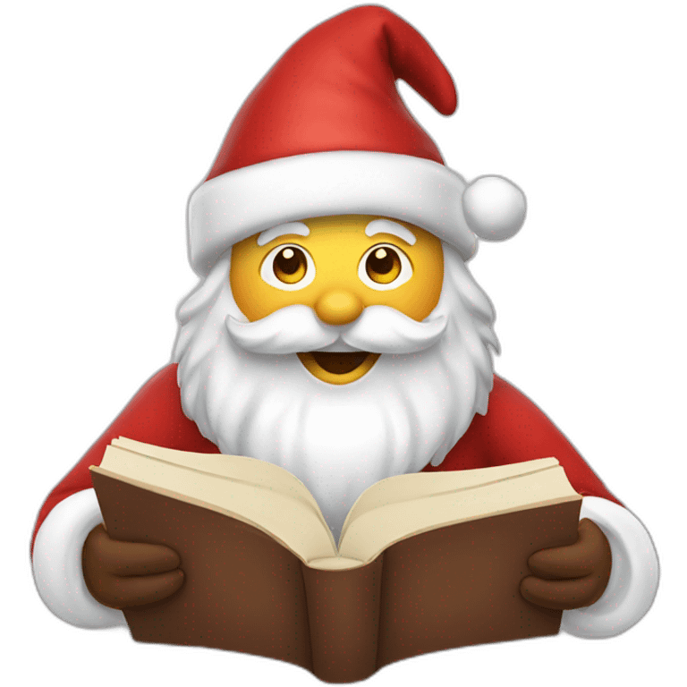 Jolly Santa reading a book emoji