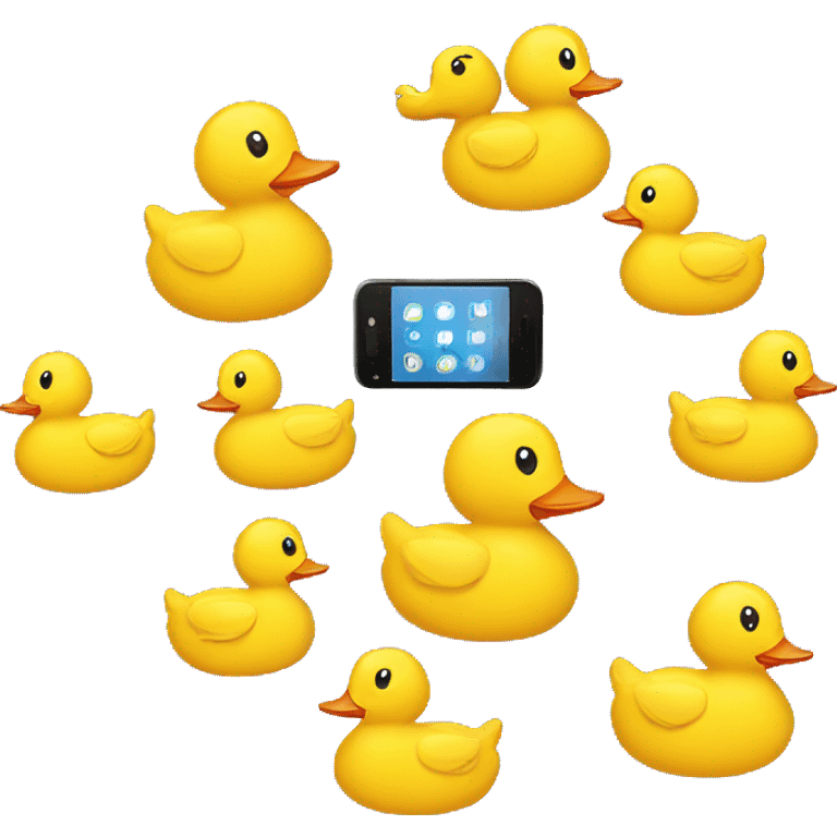 yellow duck holding a cellphone emoji