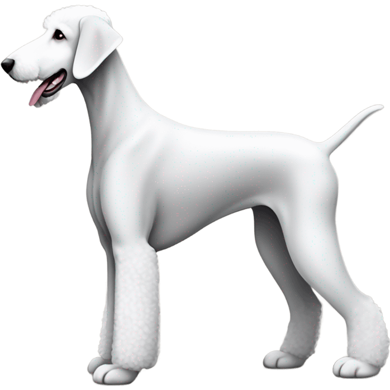 white beddlington terrier from the side pov emoji