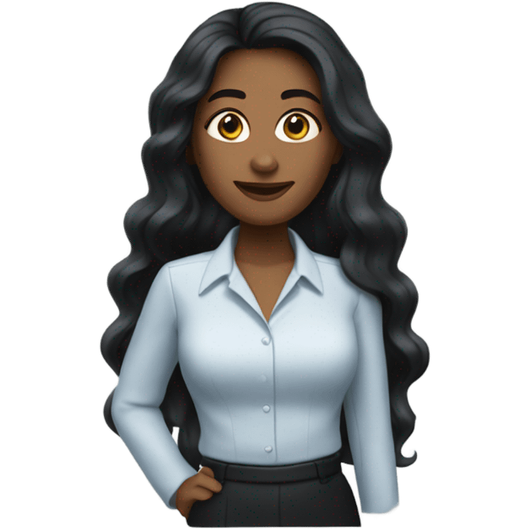 business woman long wavy black hair emoji