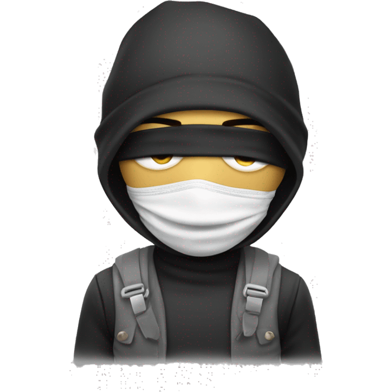 Robber with a blindfold and a bag of money on his shoulder emoji