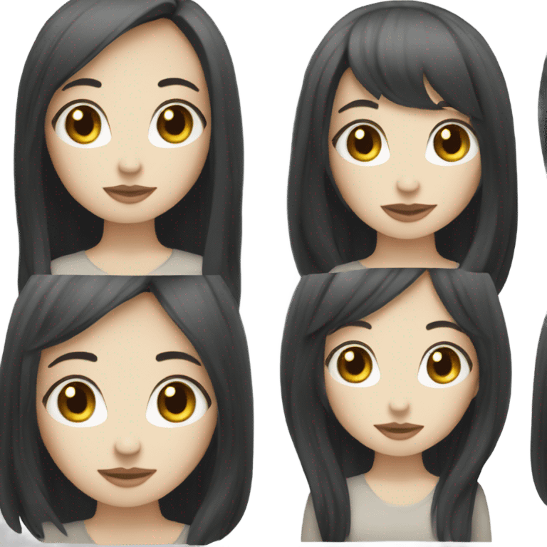 pale girl with long black hair with bangs  emoji