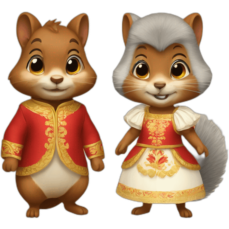 squirrel in a cocoanut and a Russian dress emoji