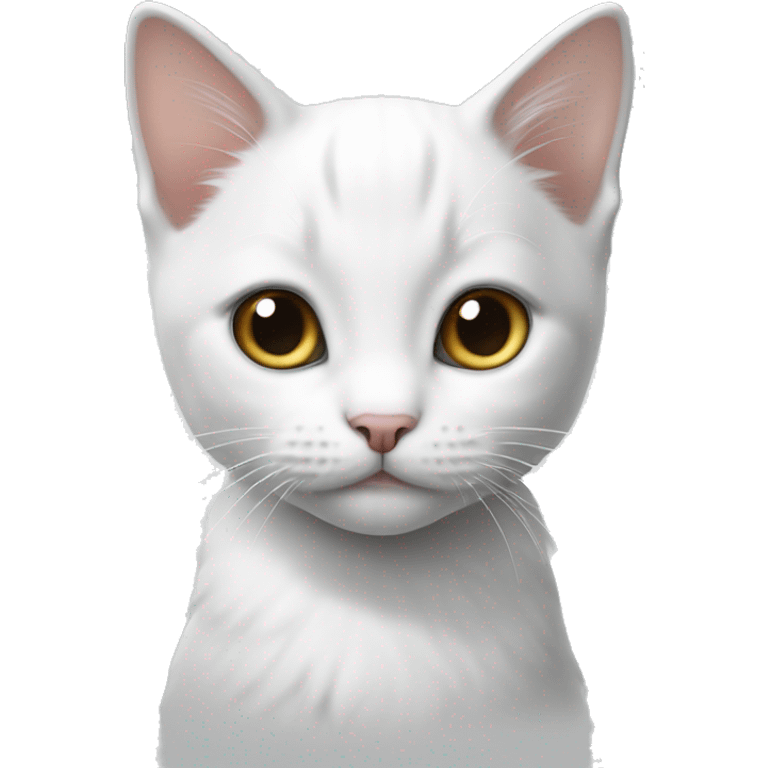 White kitten with grey top of head emoji