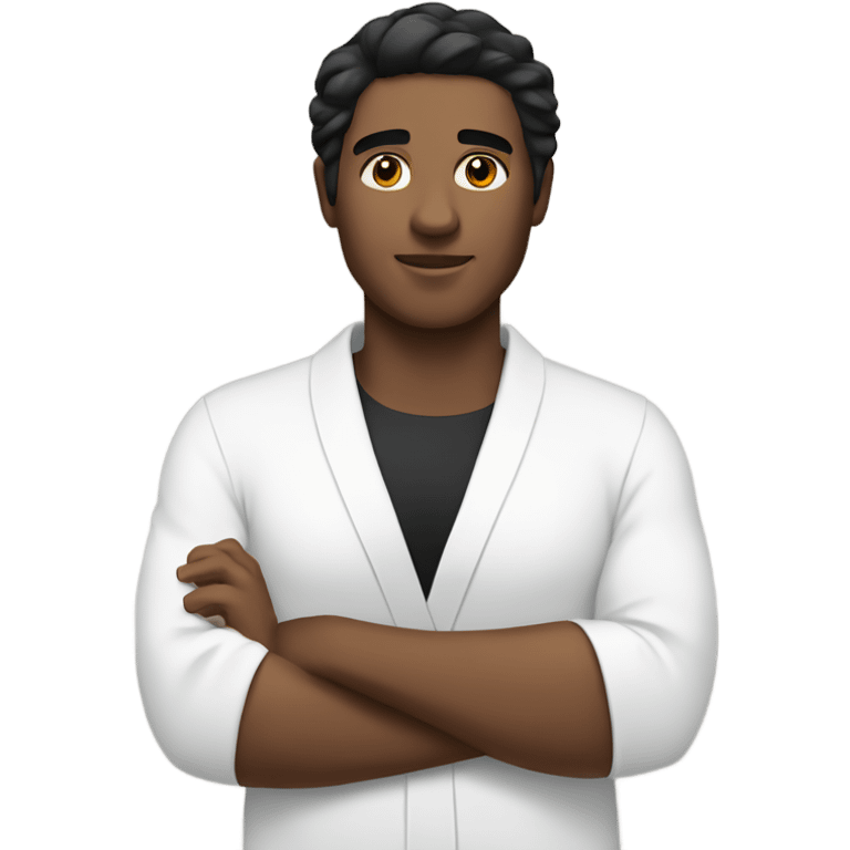 White man with black hair in spa emoji