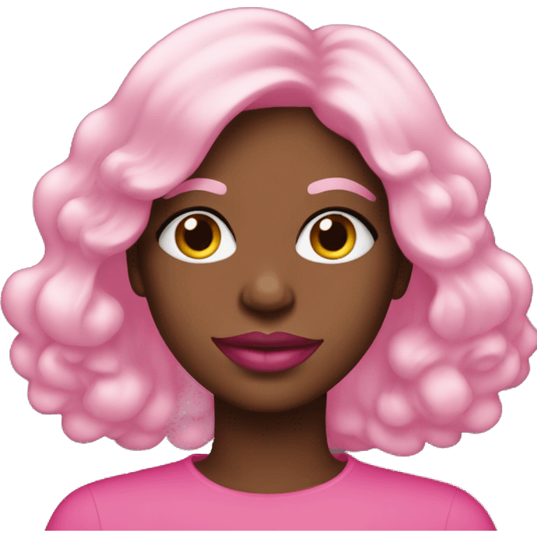 Black lady Pink emoji with pink lips emoji