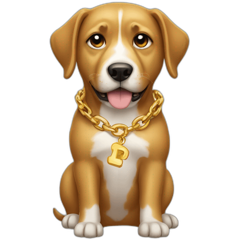 A dog wearing gold chain emoji