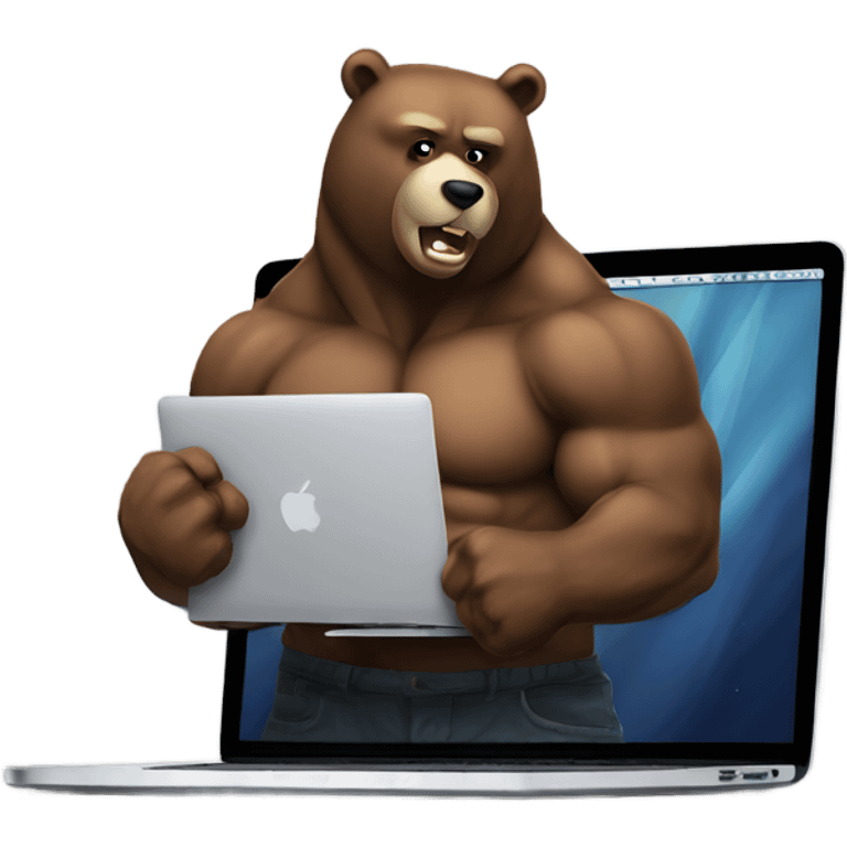 muscle bear with macbook emoji