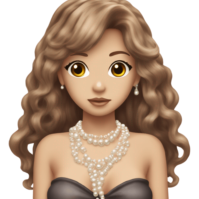 mermaid hime gyaru girl, brown hair, pearl necklace  emoji