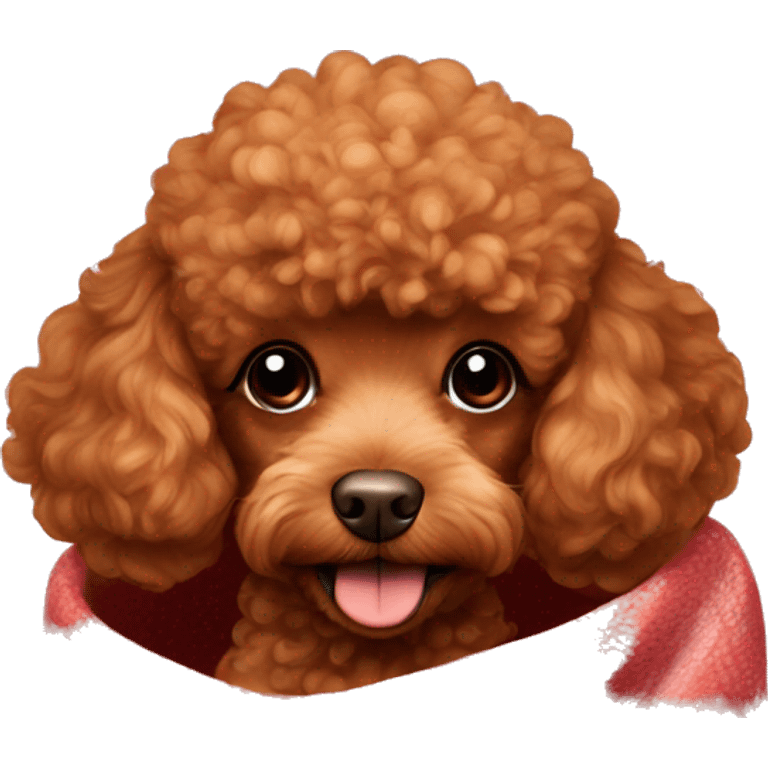 red toy poodle with blanket around it  emoji