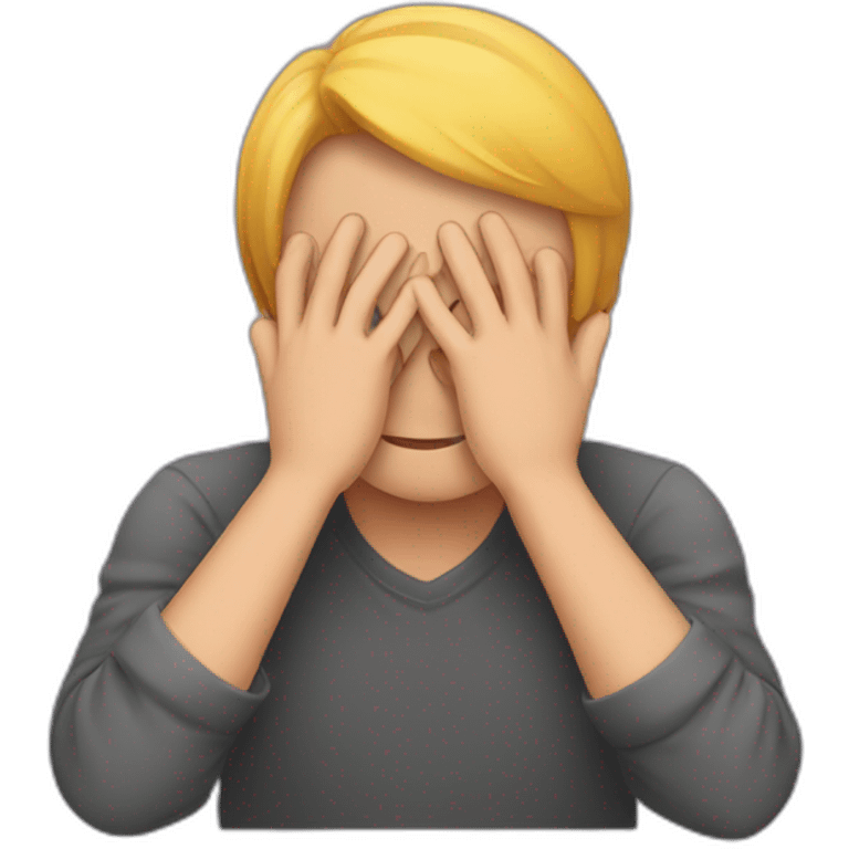 man hiding his face using hands, shy emoji