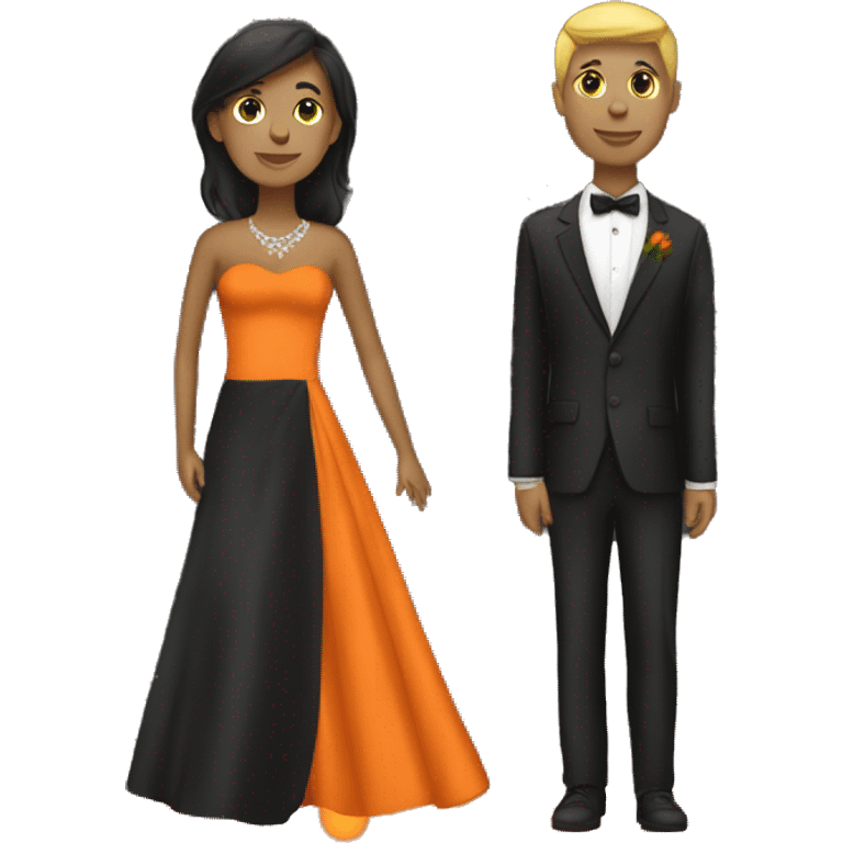 2 people at prom in dark orange emoji