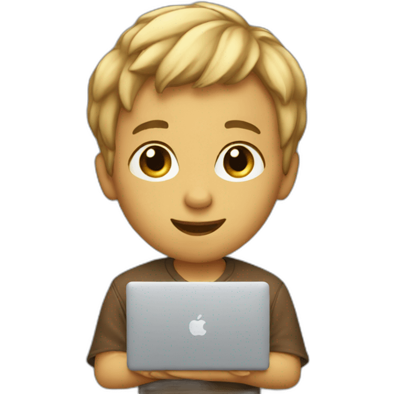 Cute boy with macbook emoji