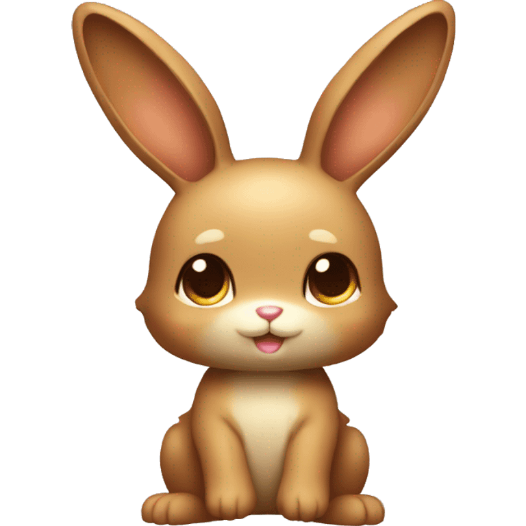 Cute Shiny Brown-Beige Fakémon-Bunny full body emoji