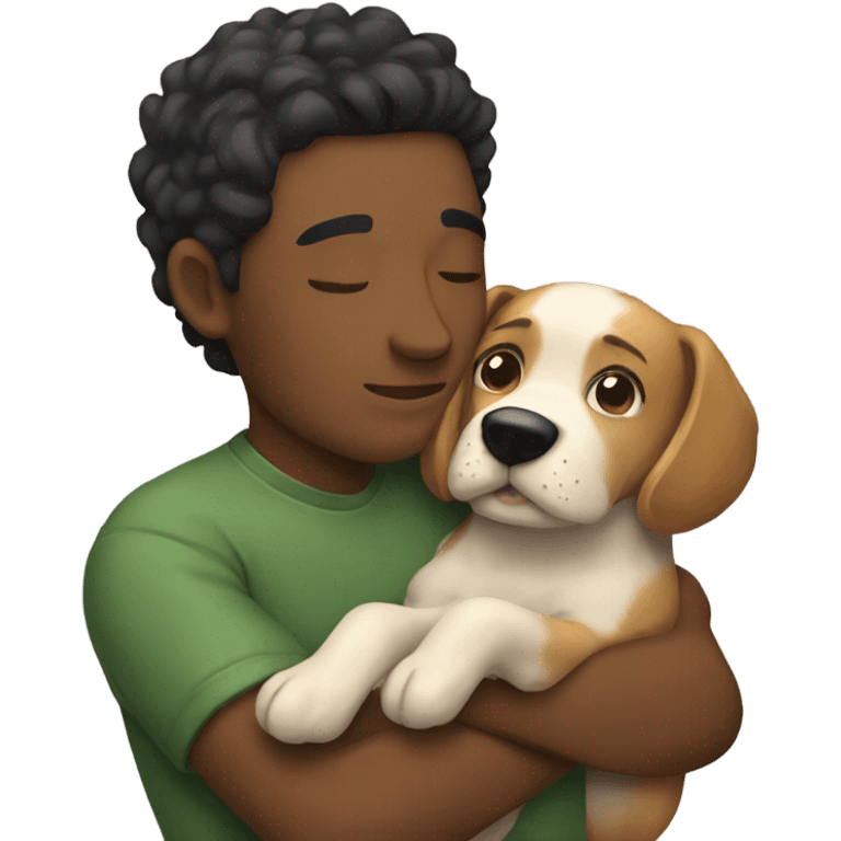 Boyfriend and dog snuggling emoji